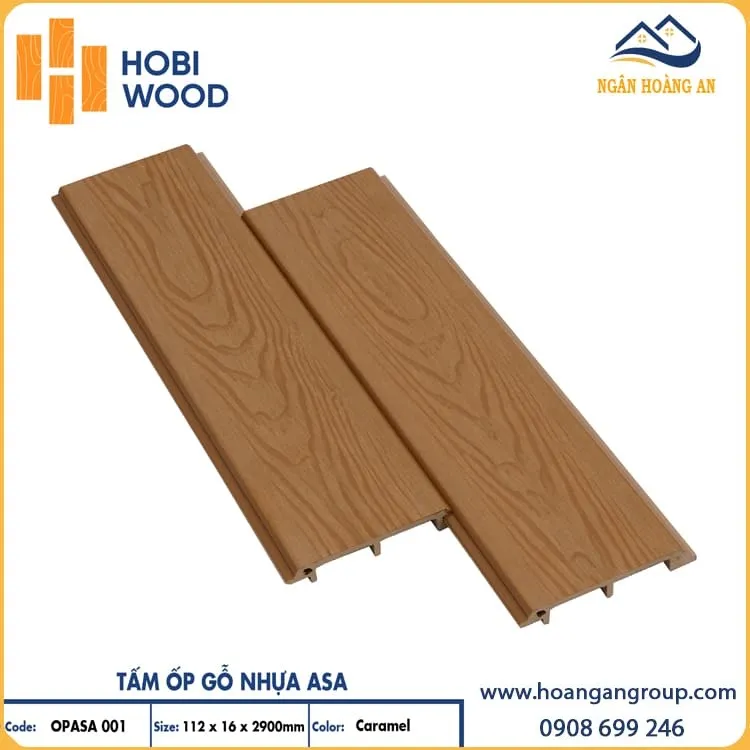 Tấm Ốp Gỗ Nhựa Ngoài Phủ ASA Hobiwood OPASA 001 Caramel Tấm Ốp Gỗ Nhựa Ngoài Phủ ASA Hobiwood OPASA 001 Caramel